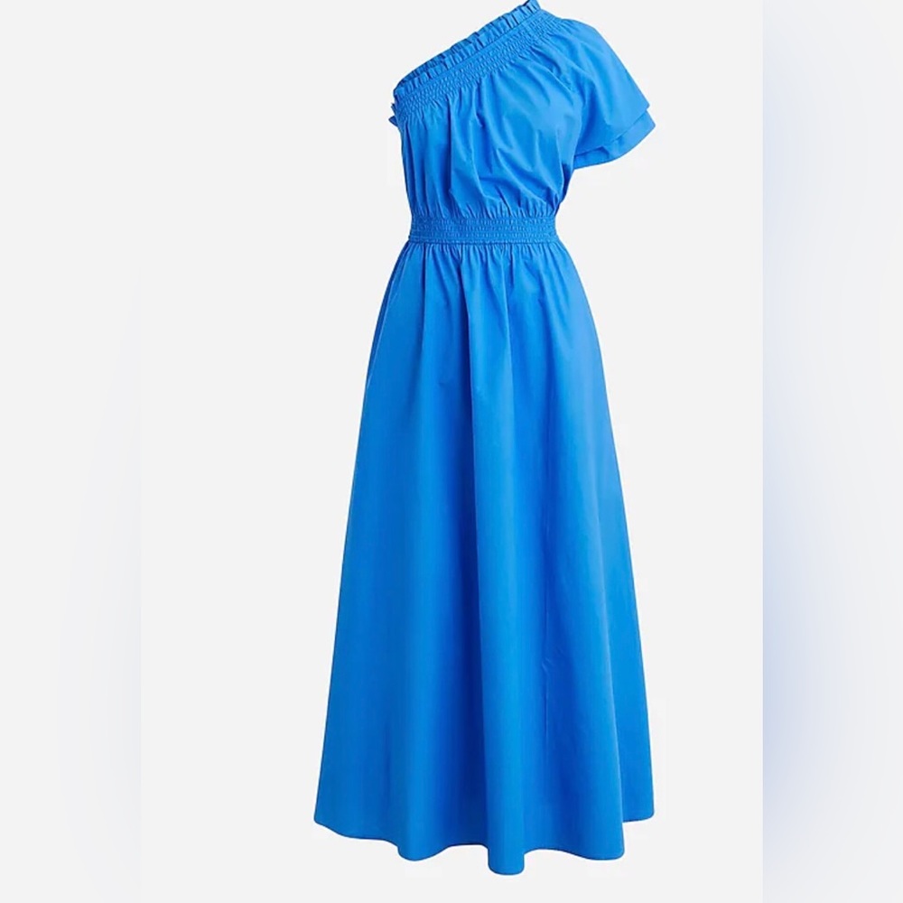 One shoulder with ruffle cotton midi dress
